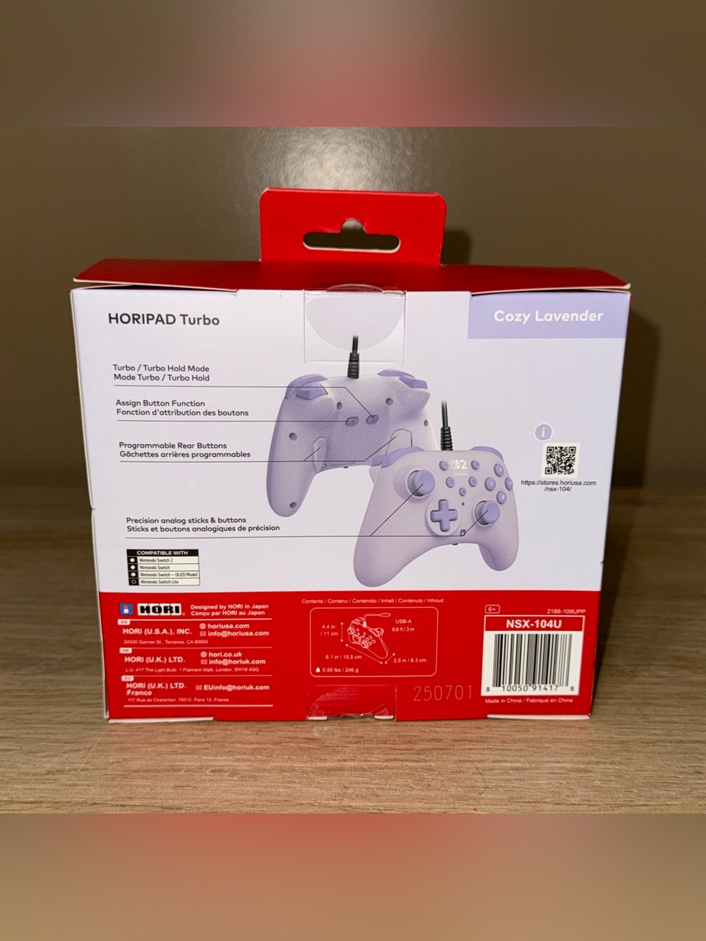 NIB HORI HORIPAD Turbo "Cozy Lavender" for Nintendo Switch 2 - Picture 3 of 8